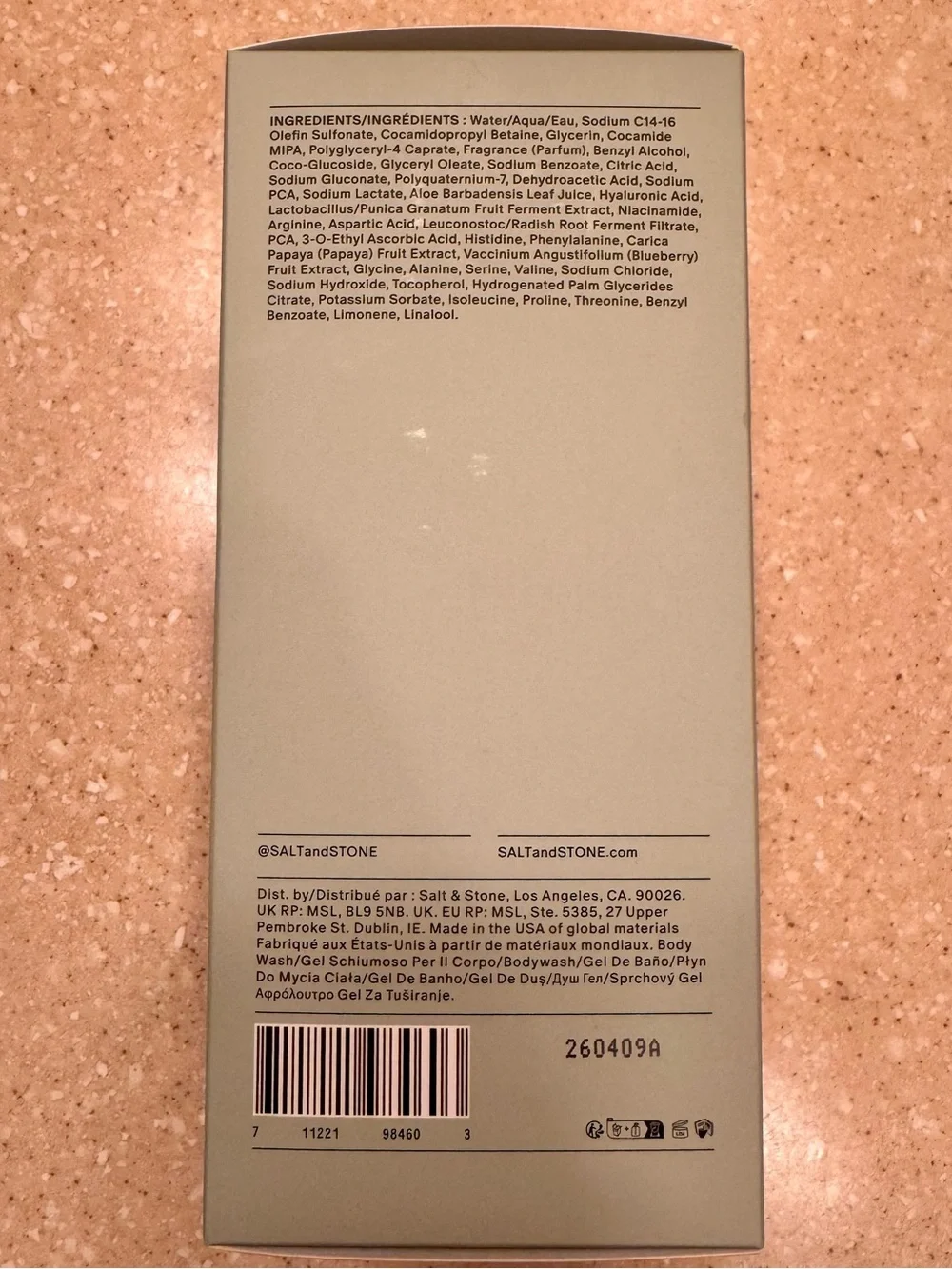 Salt & Stone Bergamot & Hinoki Body Wash Full Size NEW in box 15.2 oz
